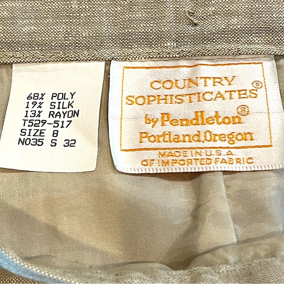 Country Sophisticates EUC by Pendleton Silk Blend Skirt Suit Wheat Color Size 8 - Picture 14 of 14